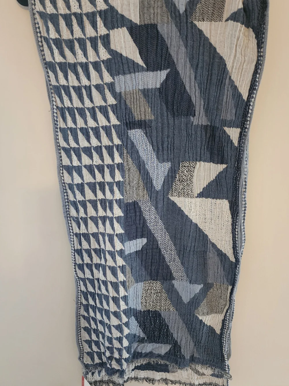 Unisex Blue Geometric Pattern  Winter Scarf